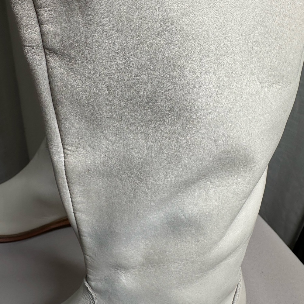 Genuine Leather Cream Over The Knee Women's Boots/ also can roll down! - Picture 14 of 16